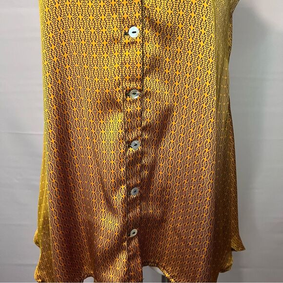 OndadeMar Women's Geo Print Button Decor Flare Tank Size Large Retro - Picture 2 of 7